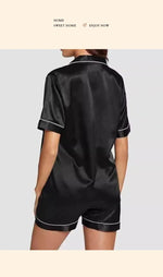 Sweet Simple Ice Silk Pajamas for WomenThin Short-sleeved Home Clothes Suit Nightwear Women's Pajamas Set Nightie Summer