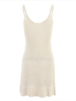 Sexy Crochet Halter V Neck Chic Ruffle Knit Beach Mini Dress 2026 Women Comfy Swimsuit Cover Up Seaside Holiday Club Dresses K58