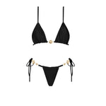 Black 3Pc Button Bikini Sexy Swimsuit Women 2026 New Swimwear Lace Skirt Swim Suit Push Up Bathingsuit Bandeau Biquini Beachwear