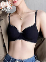 Women Sexy Bras Padded Push Up Bralette Female Adjustable Comfortable Underwear Ladies Letter Straps Brassiere Wireless Soft New