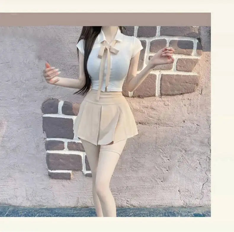 WOMENGAGA Korea Style Sexy Slim High Waist Strap A-line Half Length Skirt Fashion Women Skorts JK Sweet 2023 NewOW3W