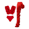 2025 Solid Red Flower Bikini Swimsuit Luxury Women Swimwear Sexy Swim Suit Deep V Monokini Off Shoulder Bodysuit Bathingsuit test