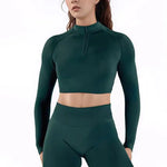 NCLAGEN Impact Crop Zippy Fitness Top Long Women Sleeve GYM Clothes Seamless Running Workout Quick Dry Pilates Sports Yoga Shirt