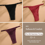 3Pcs G-String Cotton Sexy Women Thongs Adjustable Belt Seamless Panties Breathable Low Waist Lingerie Female Soft Solid Color