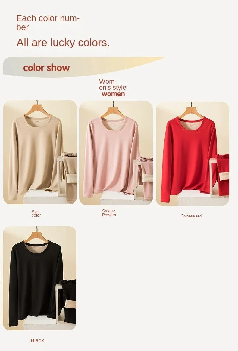 Wool Silk Thermal Underwear Set Double-sided Cashmere Long Johns Plus Cashmere Thick Autumn Winter for Men Women Warm Underwear