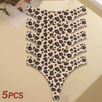 5Pcs Women Ultra-thin Seamless G-string Seamless Print Thongs Sexy Panties Ladies Soft Cute Thongs Female S-XL T-Back Panties