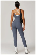Yoga Jumpsuit Fake two color contrast halter sport jumps Women Push Up Gym Fitness Overalls Sport Outfit Sportswear Clothes 8843