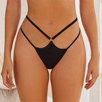 5PCS Women Sexy Cotton Panties Two Belts Hollow Out G-String Thongs Breathable Underwear for Female Solid Color Lingerie S-XL