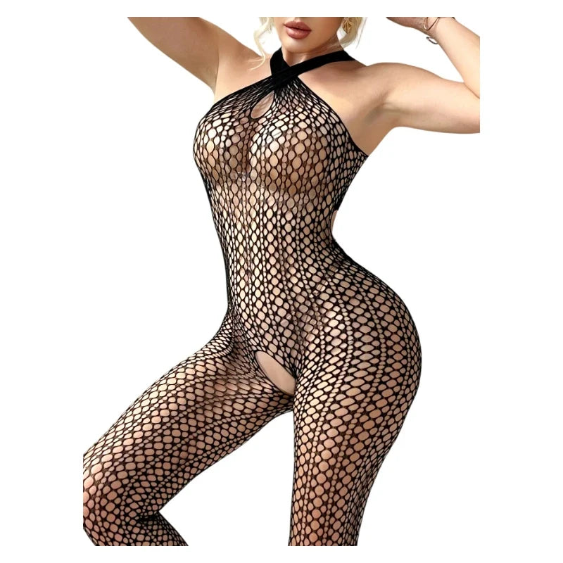 Sexy Woman Lingerie Hot Fishnet Bodystocking EroticNightdress Crotchless Sexy Women's Underwear Lace Bodysuit Cosplay Costume