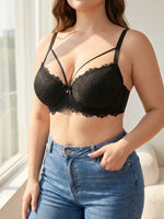 Plus Size Lace Women's Bra Thin Cup Push-up Bra Underwire Side Support Wide Strap Comfortable Bra Women