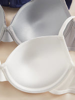 4PCS Daily Lace Trim Women's Underwear Set Bow Ribbed Push up Underwire Bra Comfortable Stylish Women's Bra