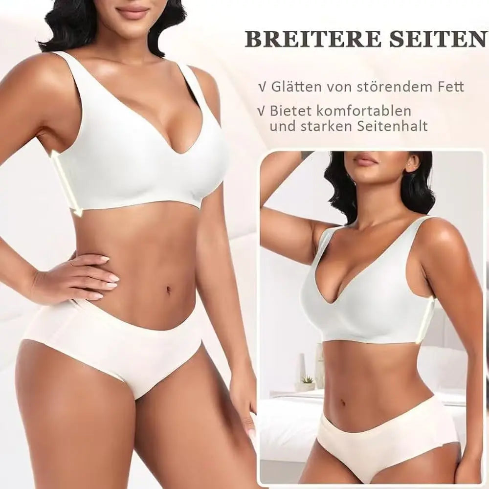Women's Deep V Seamless Wire-Free Bra Plus Size Solid Color 3/4 Cup Thin Bra Comfortable Push-up Bra Underwear