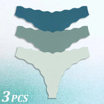 3PCS Women Seamless Panties Wavy Design Ultra-thin Panties Women Ice Silk Underwear Sexy Panty Low Waist G-string Female Solid