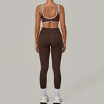 2PCS Women's Padding Sports Bra Pants Yoga Set High Waist Peach Hip Fitness Suit Running Workout Gym Leggings Yoga Set XP397