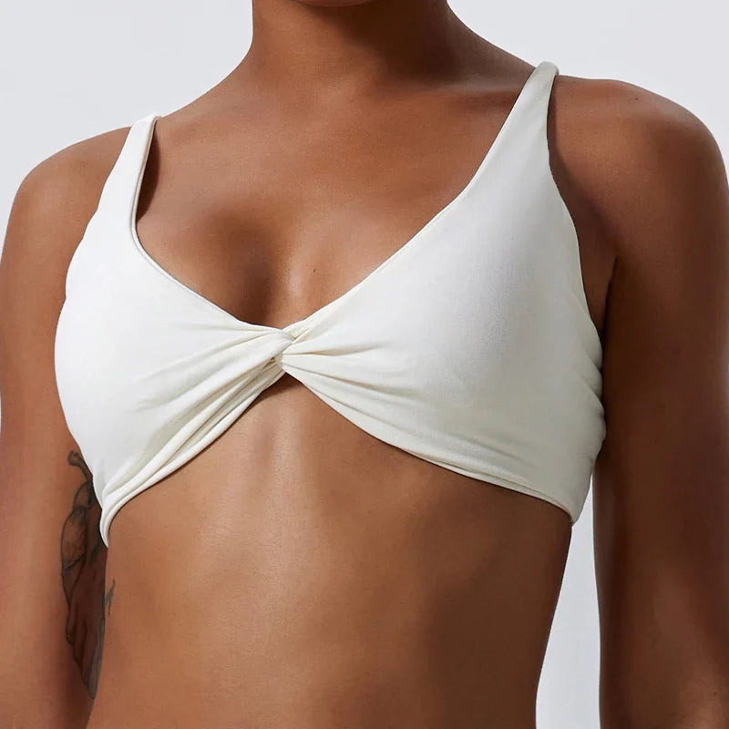 Hearuisavy Summer Sports Bra Shockproof Push Up Gym Top Women Quick-Dry Yoga Clothes Pleated Design Brassiere Workout Crop Top