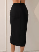 2025 New Pure Color Long Split Bikini Cover up Beach Dress Women Sexy Half Skirt Cross Border Fashionable Casual Wear