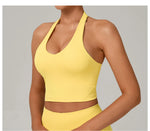 Women Fitness Sports Bra Halter Top High Support Push-up Open Back Gym Bra Shockproof Running Fitness Yoga Workout Underwear