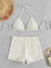 High Waist Bikini 2023 Woman White Swimsuit Women Swimwear with Shorts Bikinis Set Bathing Suits Beachwear Summer Swim Suits test