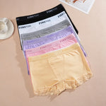 Women's Cotton Lace Boyshorts Sexy Letter Belt Breathable Boxer Panties High Waist Stretch Briefs Comfortable Sport Shorts S-XXL