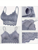 7 Pieces Color Women' Sexy Lace Wire-free Bras Lightweight Breathable Back Support, Gathered Shaping for Natural Curves