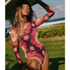2026 New Sexy Print One Piece Swimsuit Women Swimwear Monokini Long Sleeve Bathing Suit Female Bodysuit Surfing Swim Wear Beach test