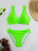 2026 New Sexy Bikini Two-Piece Swimsuit Pure Color High Elasticity Monochromatic Swimwear Comfortable Fit Women's Beachwear
