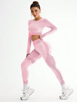 2pcs Hot-selling New Sports Tight Running Breathable Seamless Yoga Suit Women's Outdoor Fitness Suit Women's