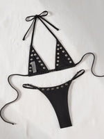 2026 Solid Color Bikinis Set Triangle Swimwear Women Bandage Swimsuit Patchwork Bathing Suit Beach Biquini Mujer Swimming Wear