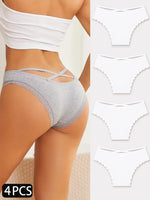 4PCS Cotton Seamless Panties Hollow Sexy Design Unique Low Waist Women Panties Breathable Girls Underwear Soft Lingerie S-XL