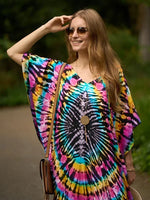 2025 Loose Boho Style Maxi Dress Print Face Swim Suit Cover-up Bohemian Dress Robe Plage Kaftan Maxi Dress Beach Wear Tunics
