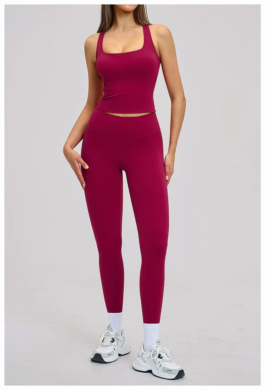 New Yoga Set 2PCS Gym Clothes Workout Outfits Women Long-sleeved T-shirt Sportswear Tracksuits Fitness Sports Vest Gym Leggings