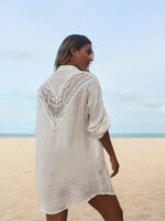 Crochet White Knitted Beach Cover Up Dress Tunic Long Pareos Bikinis Cover Ups Swim Cover Up Robe Plage Beachwear