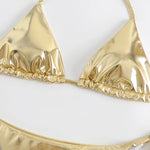 Sexy Brozing Gold Bikinis Sets Women Push Up Micro Bikini Swimsuit 2026 Brazilian Beach Bathing Suit Tie Side Triangle Swimwear