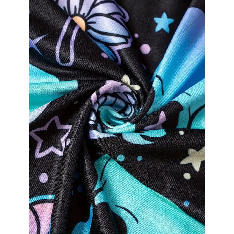 Hallowmas Skull Flower Print Pants Woman 2025 Plus Size Elastic Waist Wide Leg Pant Casual Large Full-length Trousers