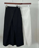 Loose Knee-Length A-Line Skirt Versatile Minimalist Design Commute High Waist Midi Pure Color Polyester Fiber Skirt WDM4