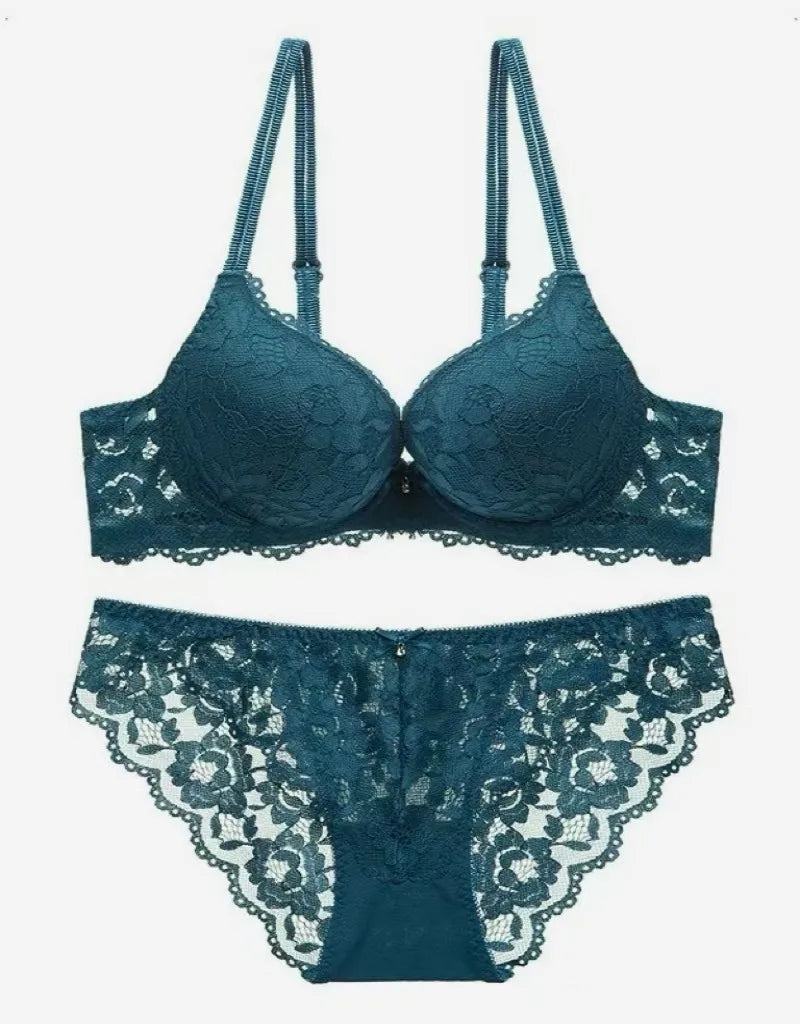 Hollow Lace Floral Sexy lingerie set Bow Padded Push Up women's bra Suitable for Small Busts sexy bras and panties