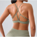 Beautiful Back Cross Back Women Bra Fitness Bra Tights Yoga Vest High Strength Shockproof Gym Sports Top Push Up With Chest Pad