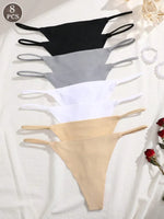 8Pcs/Set Seamless Thong Women Invisible Thin Strap Low Waist High Stretch Flexibility Panties Sexy Underwear Briefs T-back