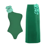 2Pcs Laser Flower Swimsuit Sexy Women Bikini Bandeau Biquini Female Push Up Swimwear Ptachwork Bathing Suits Bodysuit Beachwear