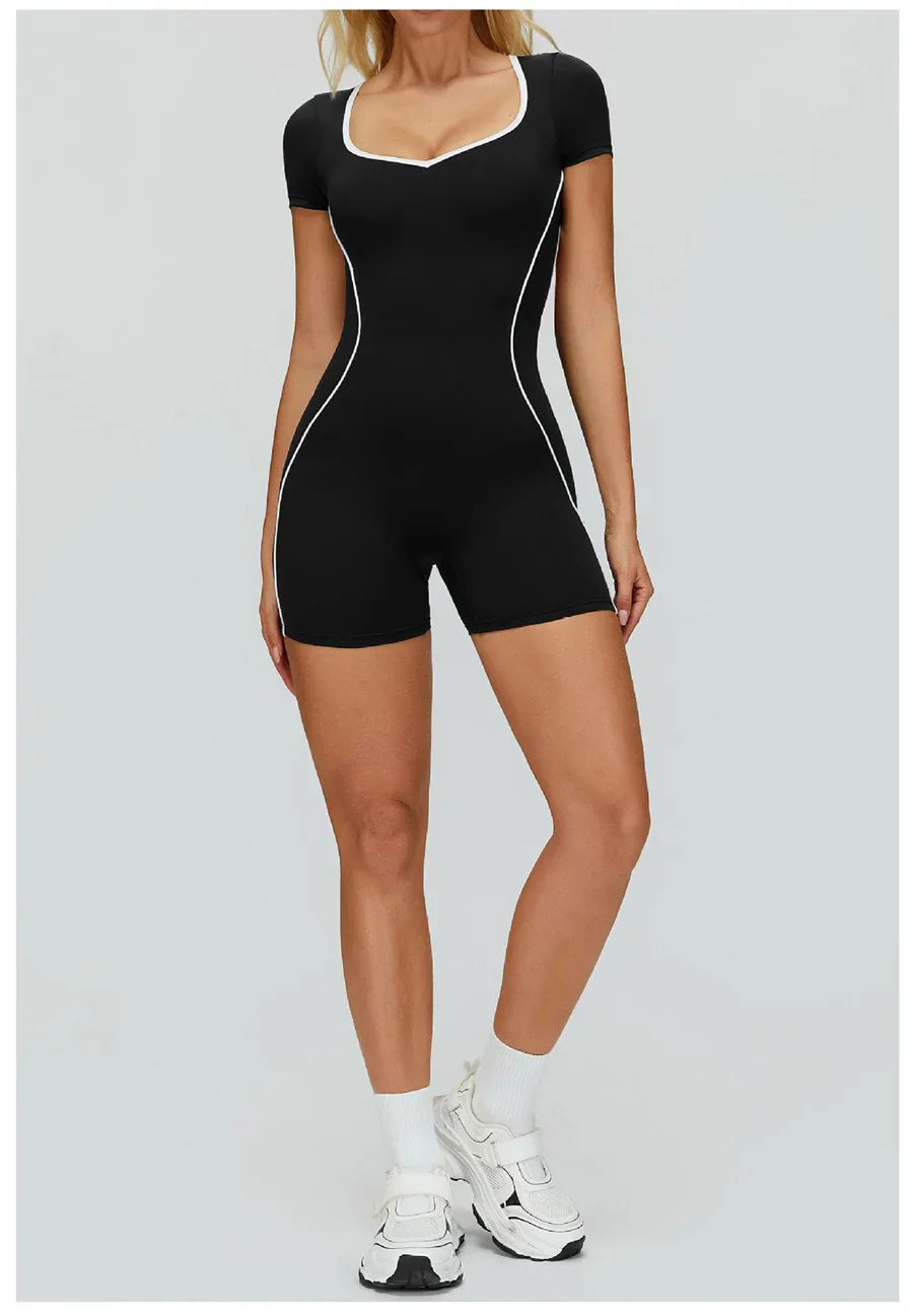 New Jumpsuit Yoga Shorts Backless Hollow Fitness Sportswear Workout Leggings One Piece Suits Sports Bodysuit Gym Women Clothes
