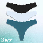 3PCS Women Seamless Panties Wavy Design Ultra-thin Panties Women Ice Silk Underwear Sexy Panty Low Waist G-string Female Solid