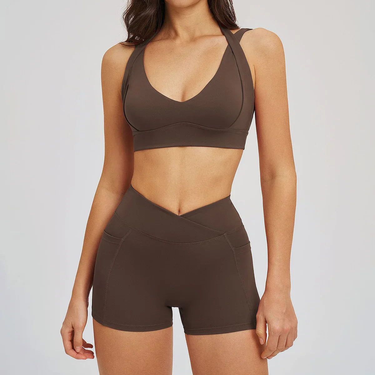 Women' Sports High Waist Shorts Set Fitness Cycling Elastic Sports Pants Yoga Bra Set Gym Sportswear Workout Set Athletic