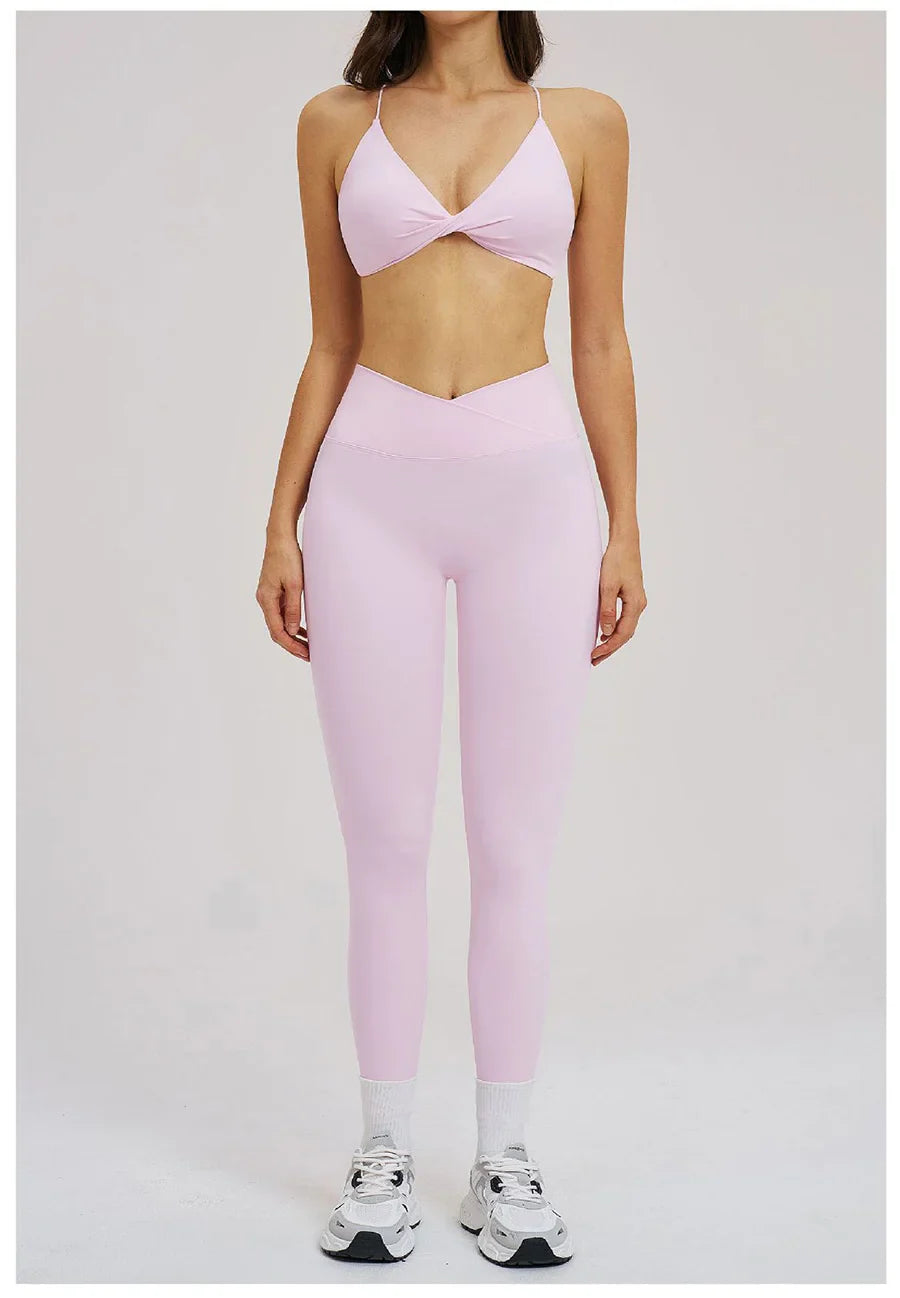 2PCS Yoga Suit Sports Set Women Fitness Quick-Drying Gym Tracksuit Running Nude Feeling Workout Outfit Sport Bra Leggings Suit