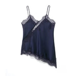HH Sexy Women Asymmetrical Lace Slip Tops Summer Female Backless Sleeveless Off Shoulder Underwear Tanks Elegant Beach Camisole