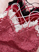 4pcs Sexy Comfortable Fashion Casual Lace Women's Underwear Set Gathered No Steel Ring Beautiful Back Bra Set Panty