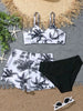 Girls 3pack Coconut Palm Tree Print Bikini Sets with Shorts Swimsuit Kids 7-12 Years Children's Swimwear Trunks Bathing Suit test