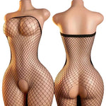 Sexy Big Loophole Open Bra BodySuits Erotic Crotchless Lingerie Women Fishnet Hollow Exposed Breast Adult Plus Size Underwear