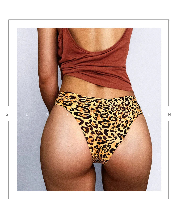 Ice Silk Seamless Snake Leopard Women Panties Sexy G String Thong Underwear T Back Girls Briefs Fitness Lingerie Plus Size M-XXL