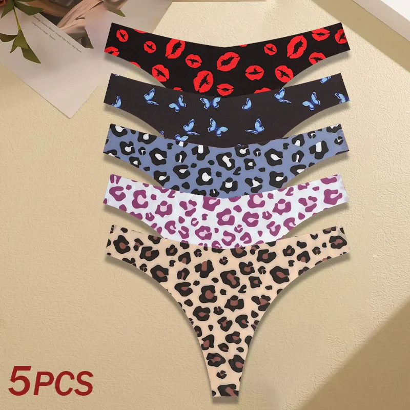 5Pcs Women G-string Seamless Sweet Fruit Thongs Low-waist Panties Ladies Soft Cute Thongs Female S-XL T-Back Panties Underwear
