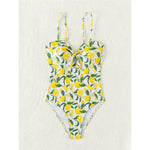 2026 New Lemon Printed Knotted One Piece Swimsuit Women Swimwear Female Monokini High Leg Cut Bather Bathing Suit Swim K6093